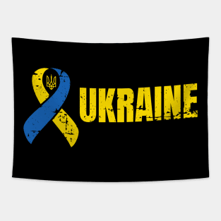 Ukraine Ribbon Ukrainian Pride Love and Unity Distressed Design Tapestry