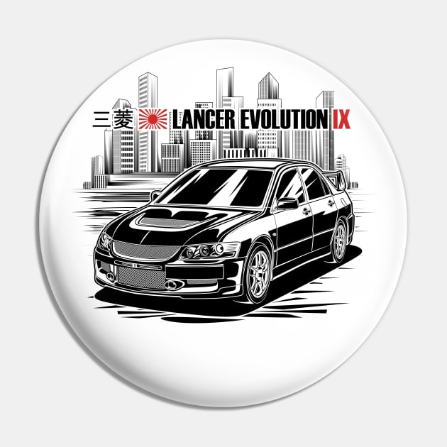 Lancer Evolution IX - Black Print Pin by WINdesign