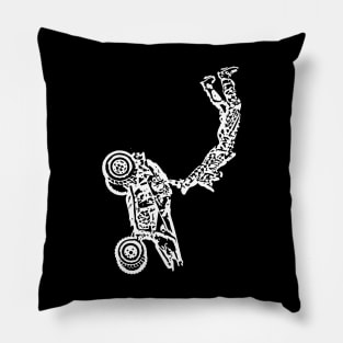 ATV Quad Bike Freestyle White Sketch Art Pillow