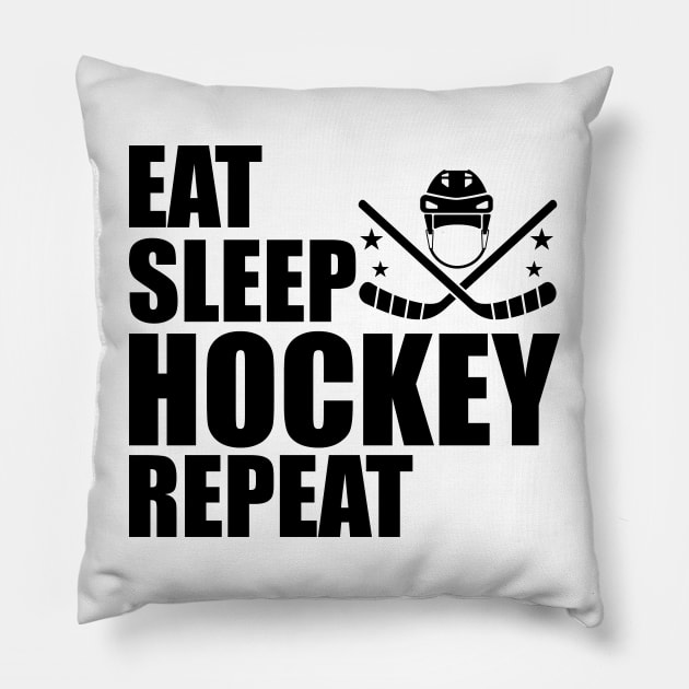 Hockey - Eat Sleep Hockey Repeat Pillow by KC Happy Shop