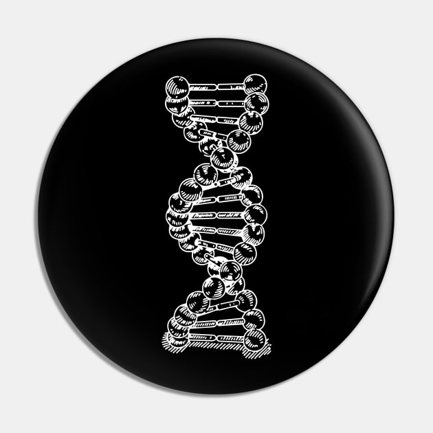 DNA Strand Helix Genetics Life Sciences Biology White Pin by RetroGeek