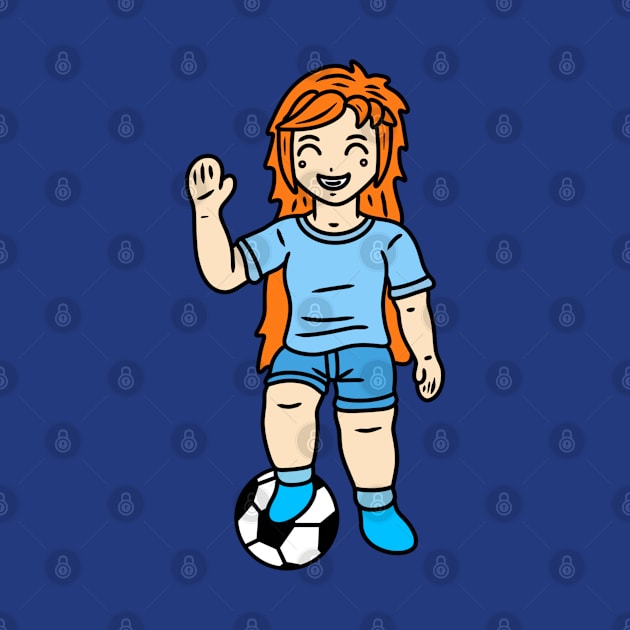 Cartoon football player girl by Andrew Hau