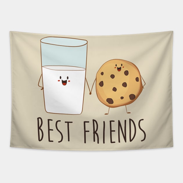 Best Friends Milk And Cookie Cute Cookie Tapestry by Dreamy Panda Designs