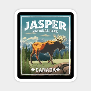 Jasper National Park Moose Vintage Look Magnet