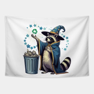 Raccoon Recycling Trash Tapestry