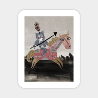 Cat Riding Horse Magnet