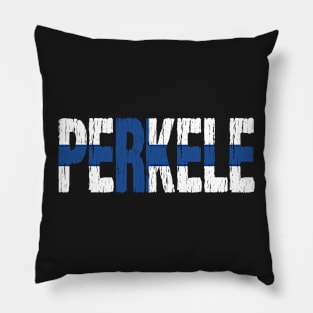 Perkele Finnish Flag Distressed Pillow