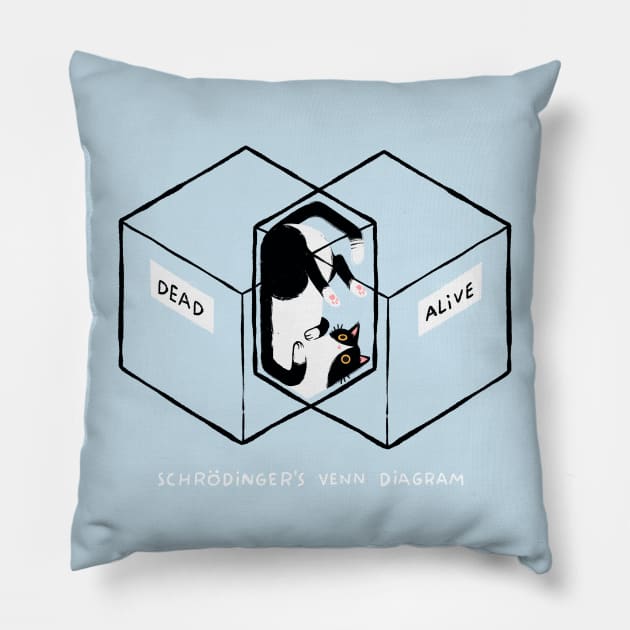 Schrödinger's Venn Diagram Pillow by Nathanjoyce