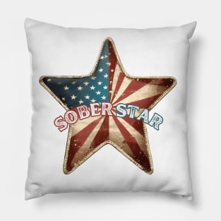 Sober Star, Vintage American Flag Pillow