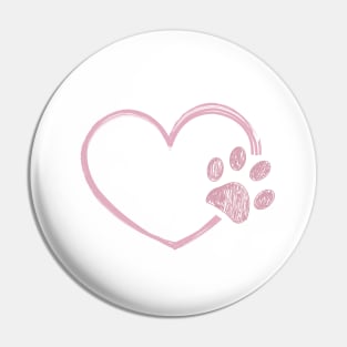 Pink heart with paw print. Happy Valentine's day design Pin