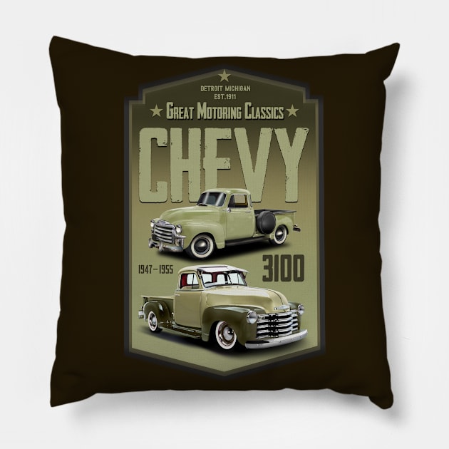 Chevy 3100 Classic 2 Pillow by hardtbonez