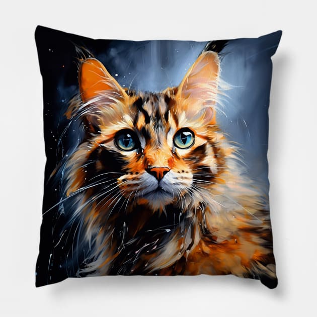 Calico cat art Pillow by Geminiartstudio