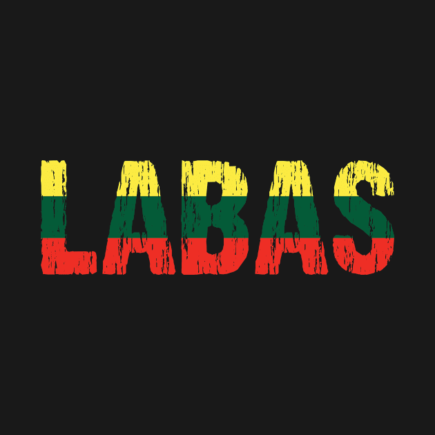 Labas Lithuanian Hello Funny Lietuva Language Flag by Nirvanibex