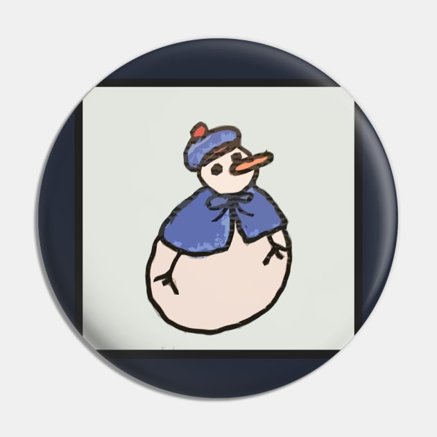 Caped Snowman Pin by ErinBrieArt