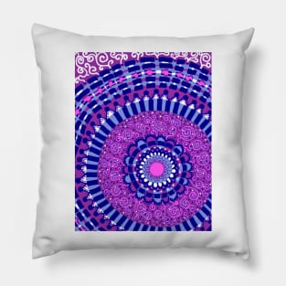 Pink, Mauve, and Blue Mandala Pillow