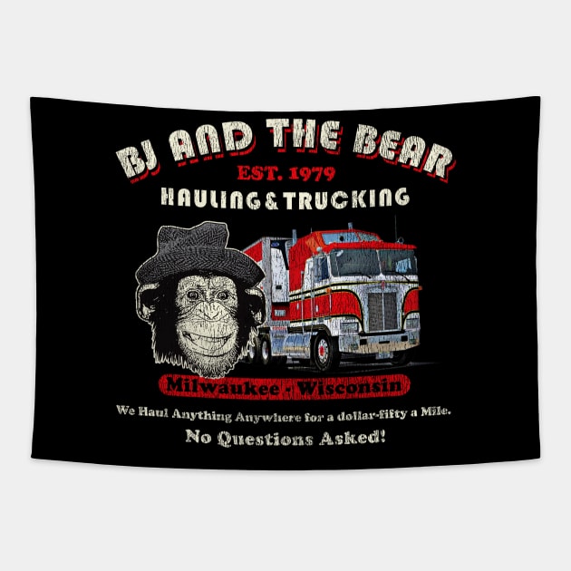 BJ and the Bear Hauling and Trucking Worn Out Tapestry by Alema Art