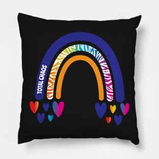 Total Chaos Awareness Rainbow with hearts Pillow