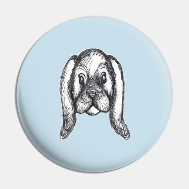 Bunny Sketch Pin by CozyEasel