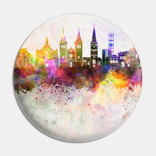 Aarhus skyline in watercolor background Pin