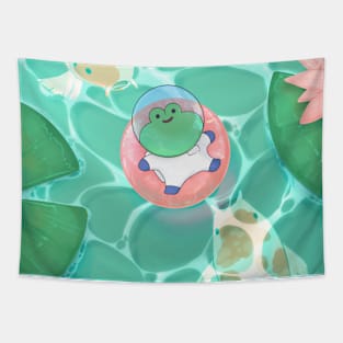 Space Frog Chillin Tapestry