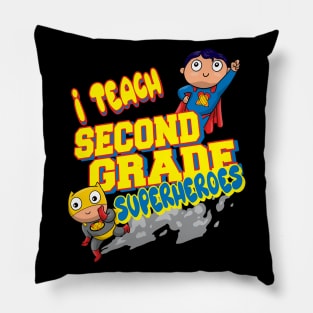 teacher design, I teach second grade superheroes Pillow