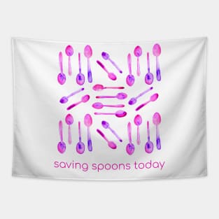 Saving Spoons Today (Pink Watercolor) Tapestry