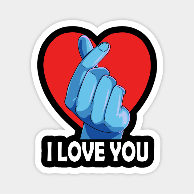 Saranghae Kpop Lover I Love You Finger Heart Sign Magnet by Noseking