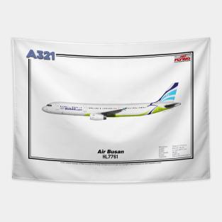 Airbus A321 - Air Busan (Art Print) Tapestry