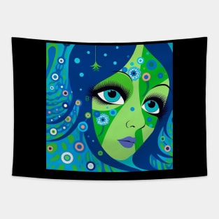 Blue-Eyed Green Girl Tapestry