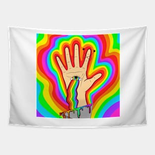 Hand with the eye of God and a rainbow Tapestry