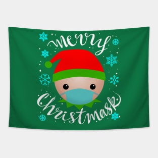 MERRY CHRISTMASK - Elf design Tapestry