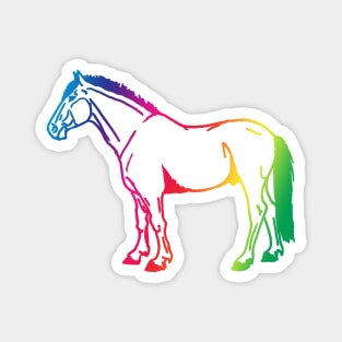 Horse line art rainbow Magnet