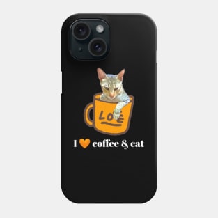 I Love Coffee And Cat In A Mug With Heart Phone Case