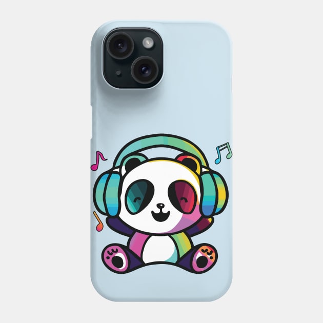 Happy Panda Bear with headphones Phone Case by SPJE Illustration Photography