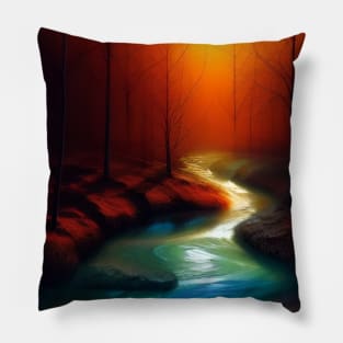 Sunset stream Pillow