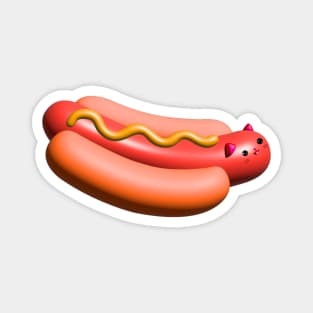 Kitty Hot Dog Magnet