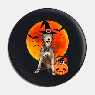 Dog Halloween Irish Wolfhound Jack O Lantern Pumpkin Pin