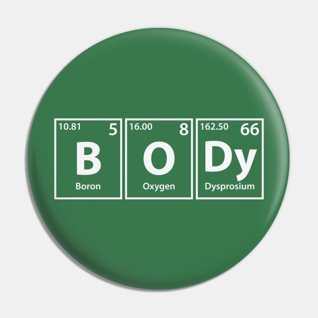 Body (B-O-Dy) Periodic Elements Spelling Pin by cerebrands