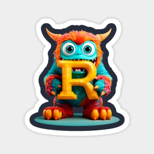 Cute Monster for Kids Alphabet Letter R Funny Back to School Magnet