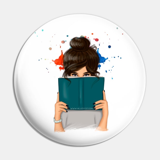 Brunette with Book Pin by Alley Ciz