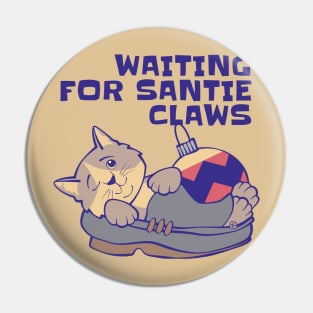 Waiting for Santie Claws Cat Pin