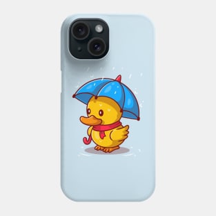 Cute Duck With Umbrella In the Rain Cartoon Phone Case