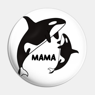 Orca Mama with Cub, Ocean Animal, Whale Pin