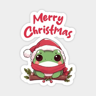 Merry Christmas Cute Frog Magnet