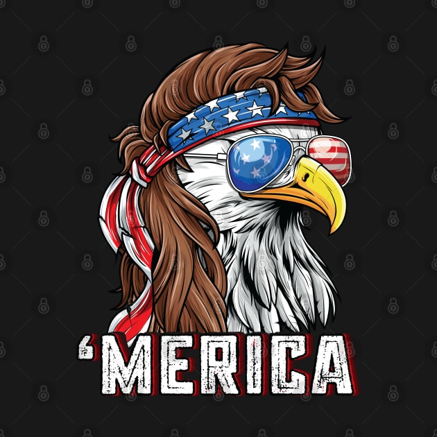 Merica USA American Flag Patriotic 4th of July Bald Eagle by Pennelli Studio