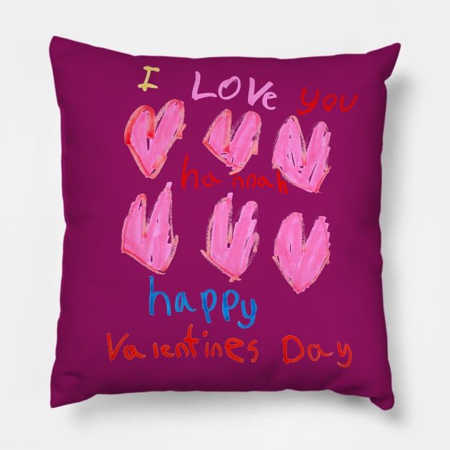 Valentines hearts by Hannah - Homeschool Art Class 2021/22 Art Supplies Fundraiser Pillow by Steph Calvert Art
