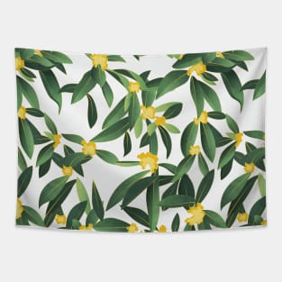 Loquat medlar flower in Autumn // pattern // dark background Tapestry