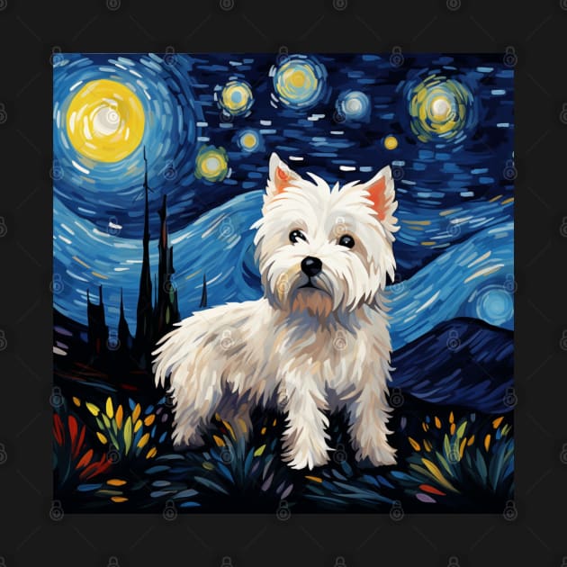 West Highland White Terrier Painted in Van Goh Style by NatashaCuteShop