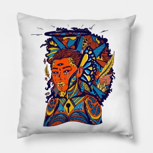 Orange Blue Jupiter Cries Pillow