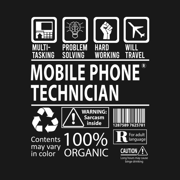 Mobile Phone Technician T Shirt - MultiTasking Certified Job Gift Item Tee by Aquastal